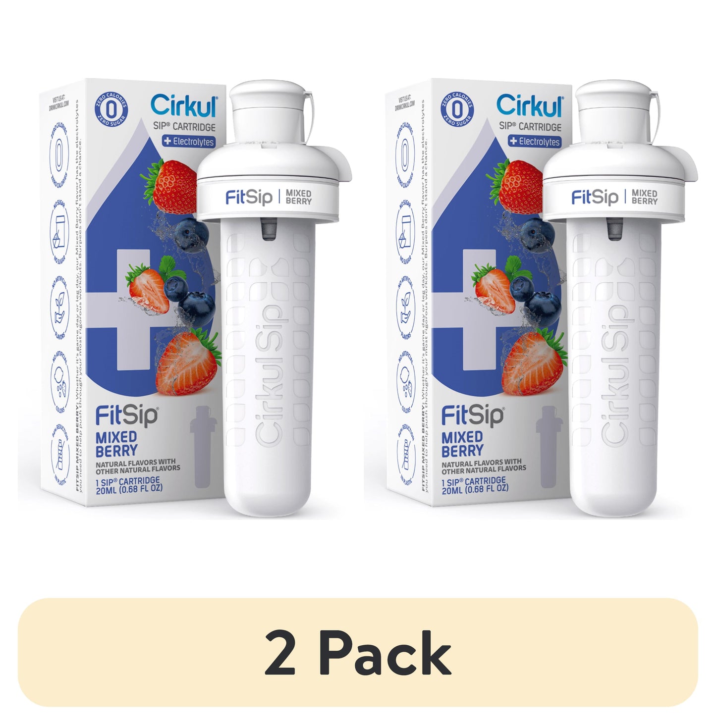 (2 Pack) Fitsip Mixed Berry Flavor Cartridge, Drink Mix, 1-Pack