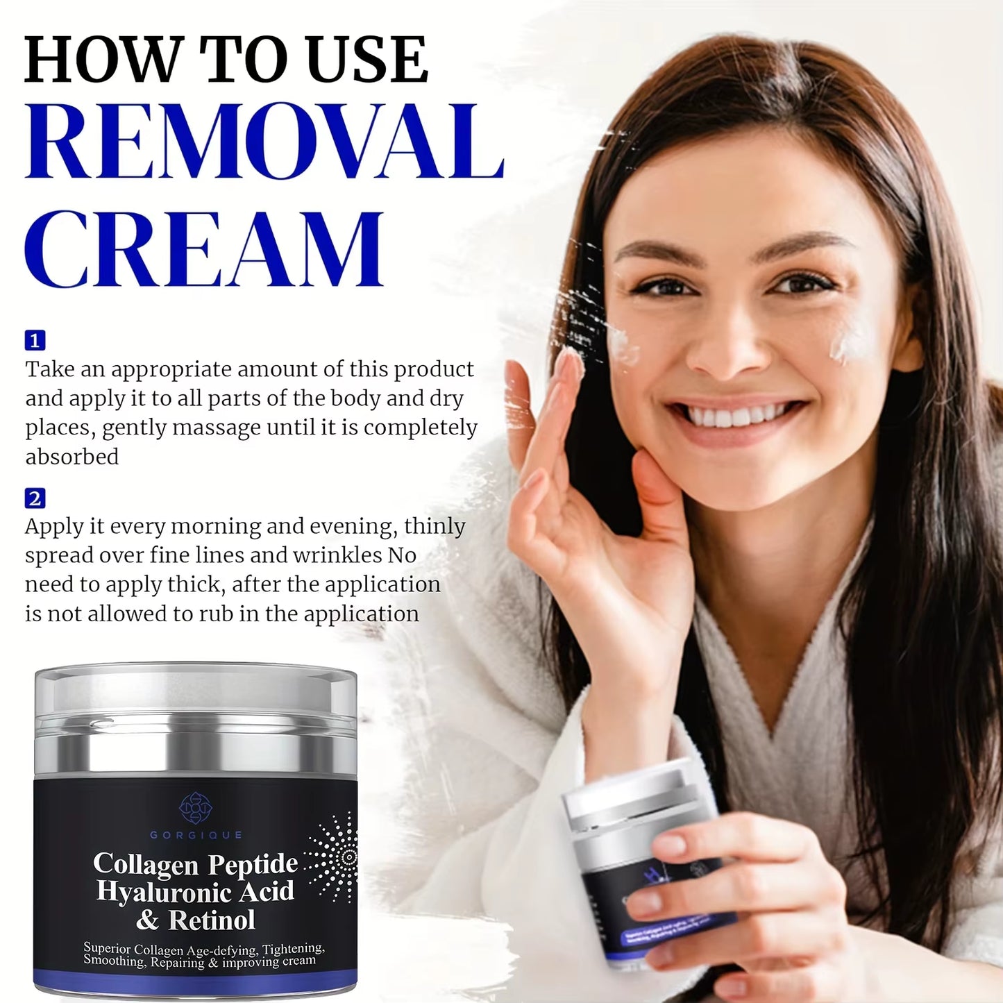 Collagen Peptide Cream Anti-Wrinkle Hyaluronic Acid and Retinol Firming and Tightening Skin Care Face Moisturizer