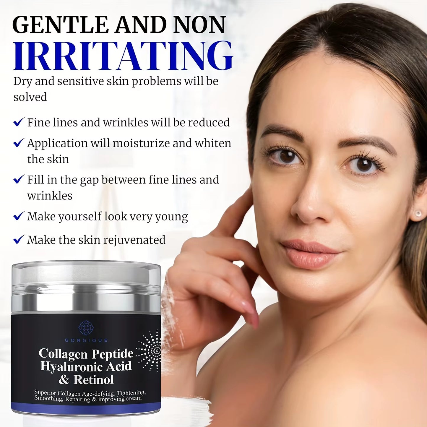 Collagen Peptide Cream Anti-Wrinkle Hyaluronic Acid and Retinol Firming and Tightening Skin Care Face Moisturizer