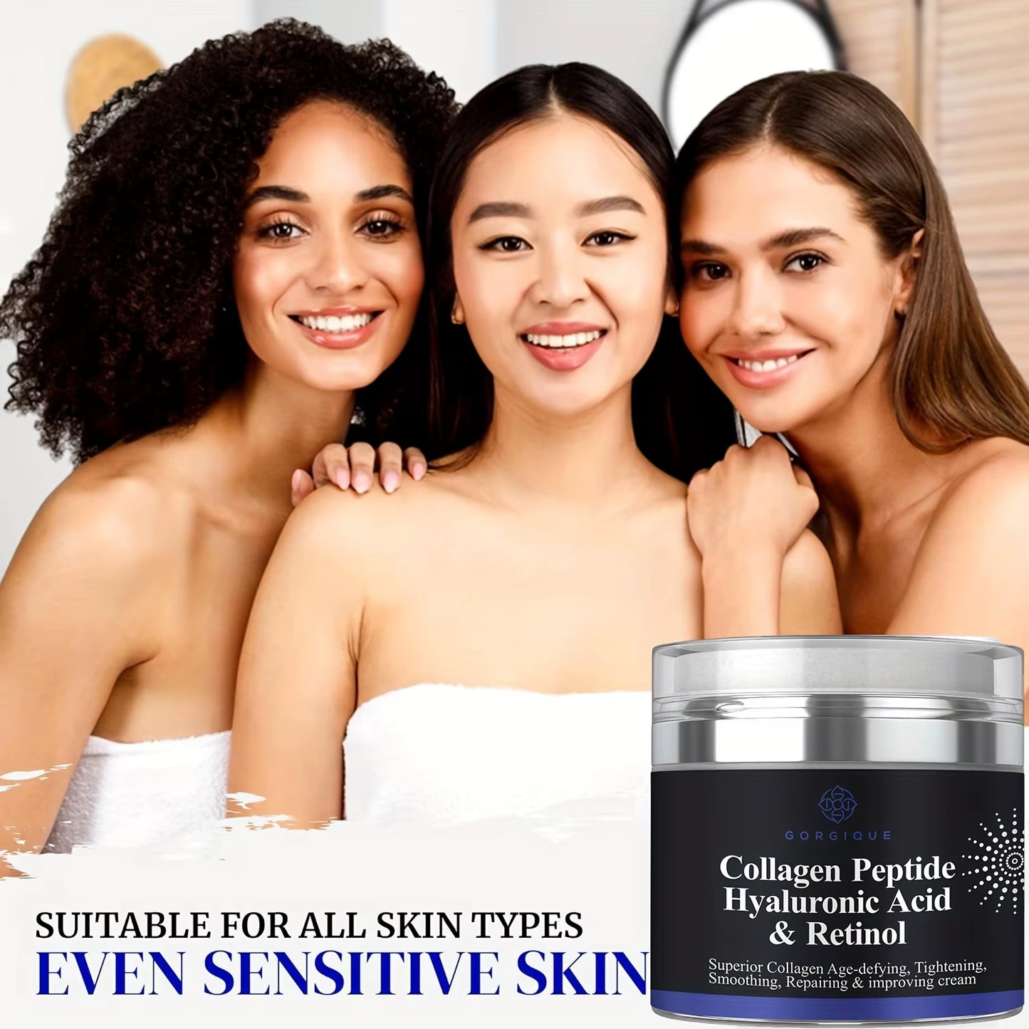 Collagen Peptide Cream Anti-Wrinkle Hyaluronic Acid and Retinol Firming and Tightening Skin Care Face Moisturizer